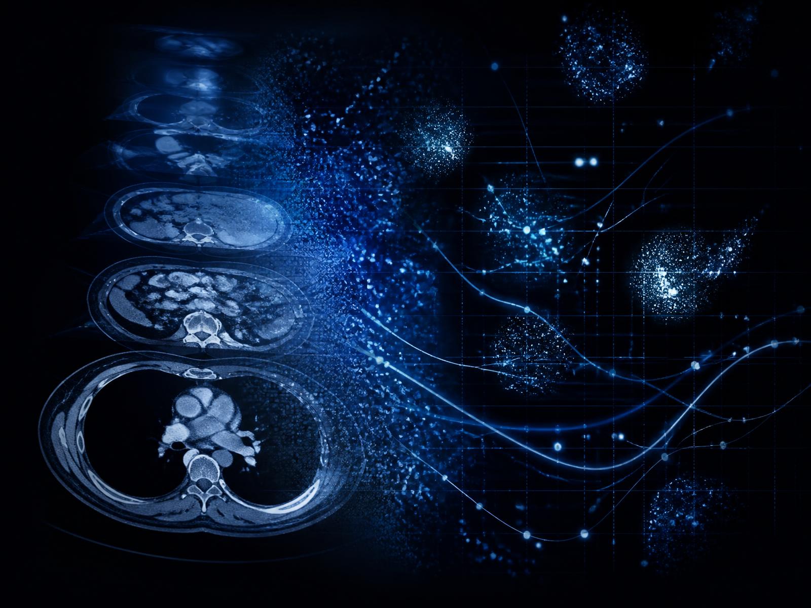 Medical imaging slices resolving into structured clinical data points
